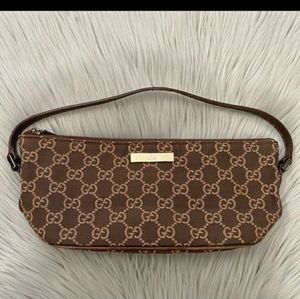 Gucci Dark Brown Monogram Canvas Pouchette
